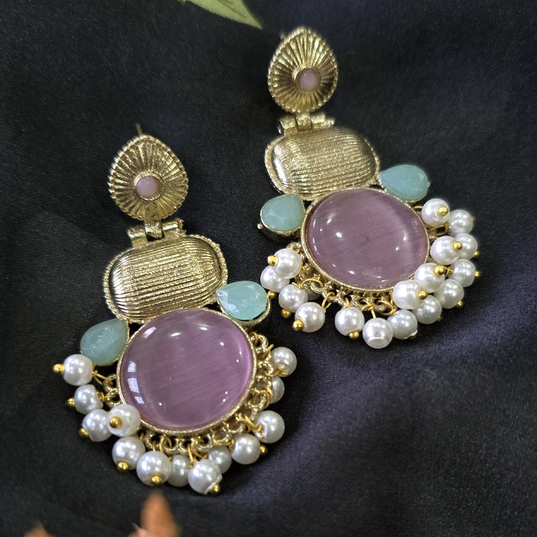 Rajwada Ruby Pearl Drop Earrings