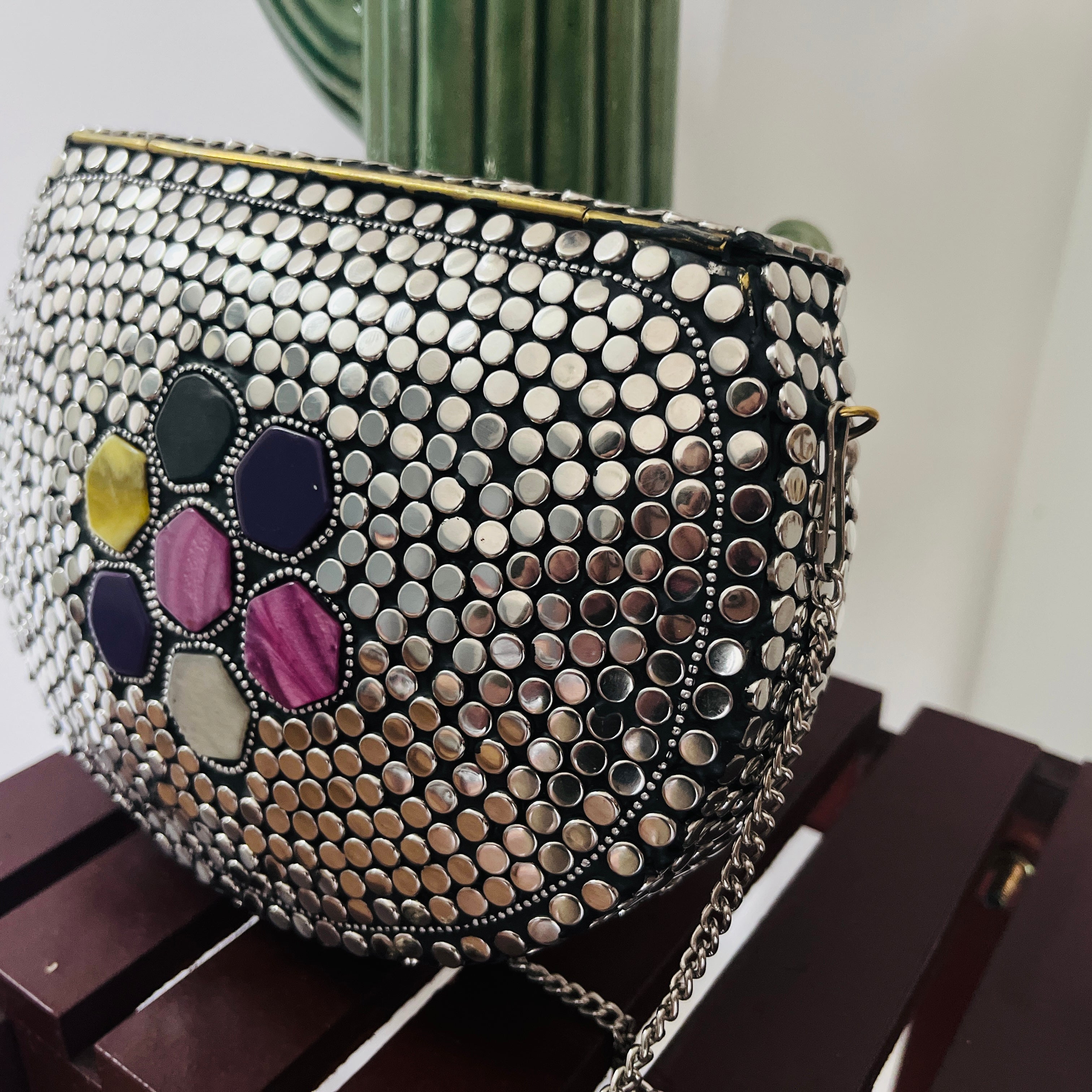 Indian Mosaic Metal Clutch