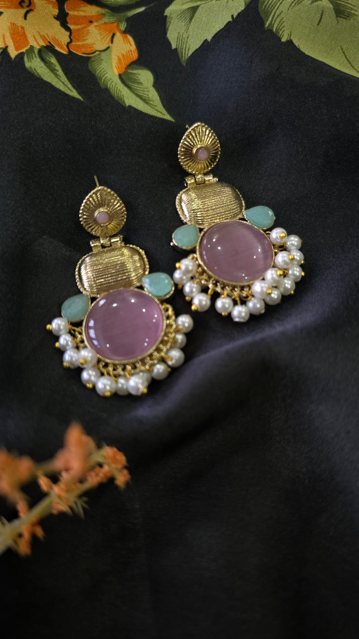 Rajwada Ruby Pearl Drop Earrings
