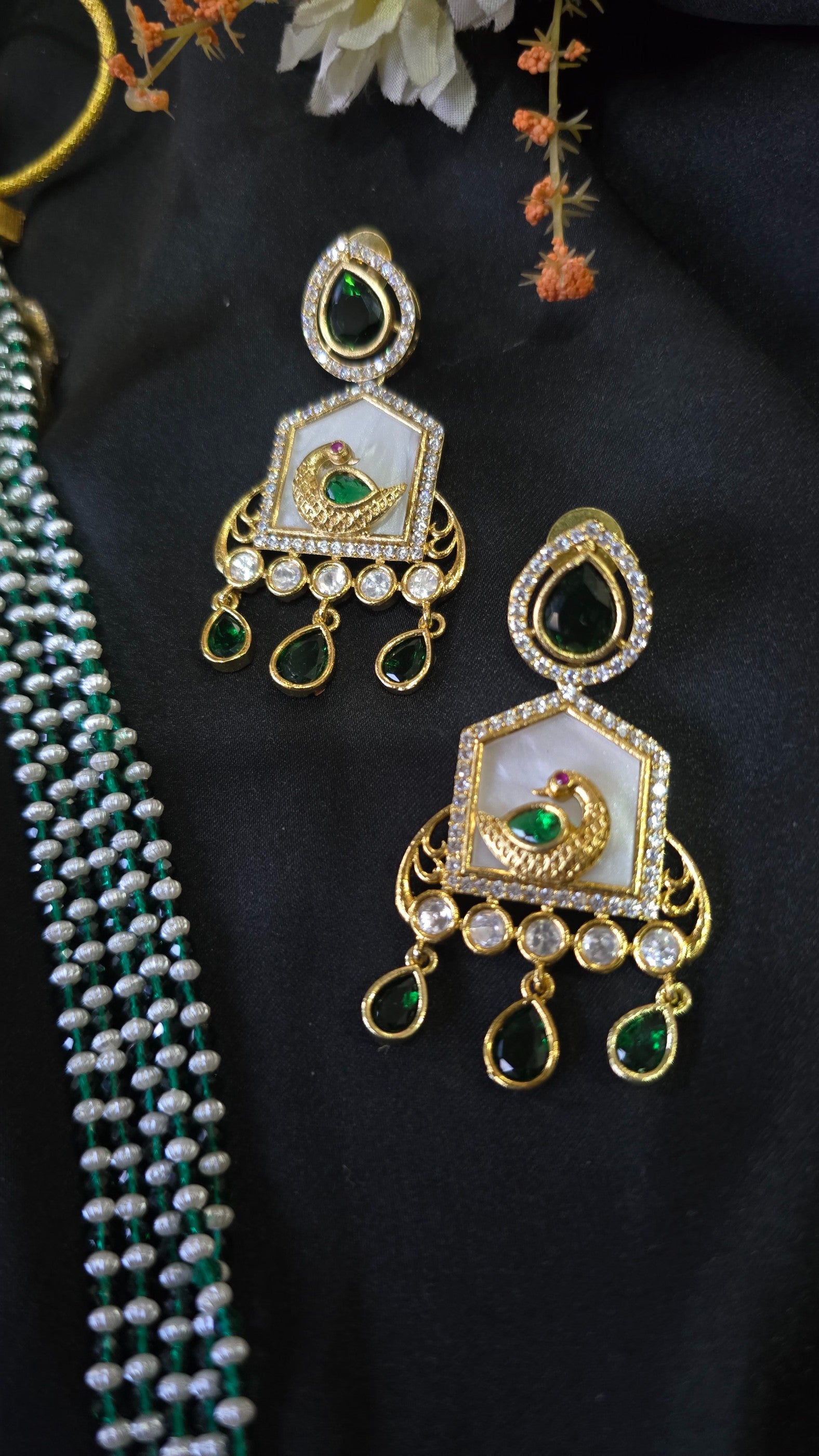 Peacock (Mayur) motif, Kundan/Polki