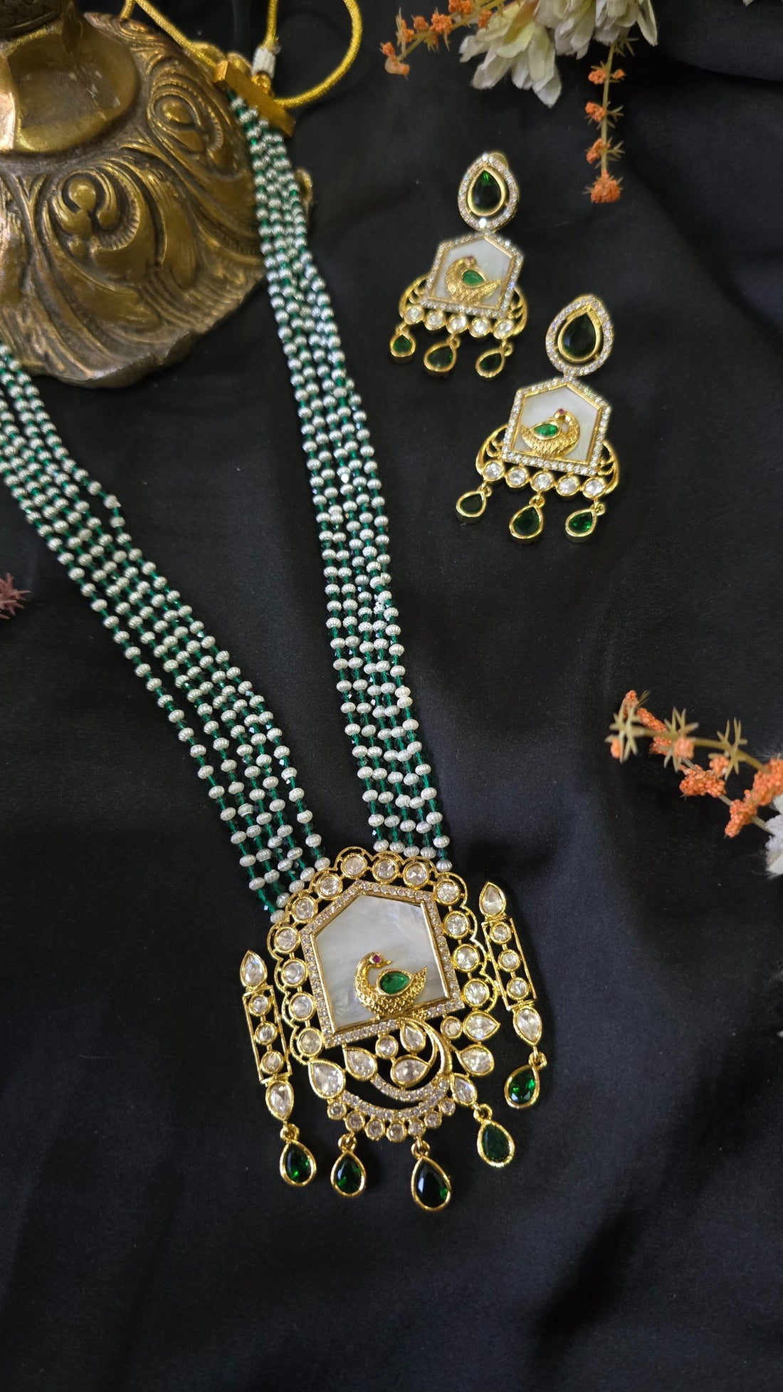 Peacock (Mayur) motif, Kundan/Polki