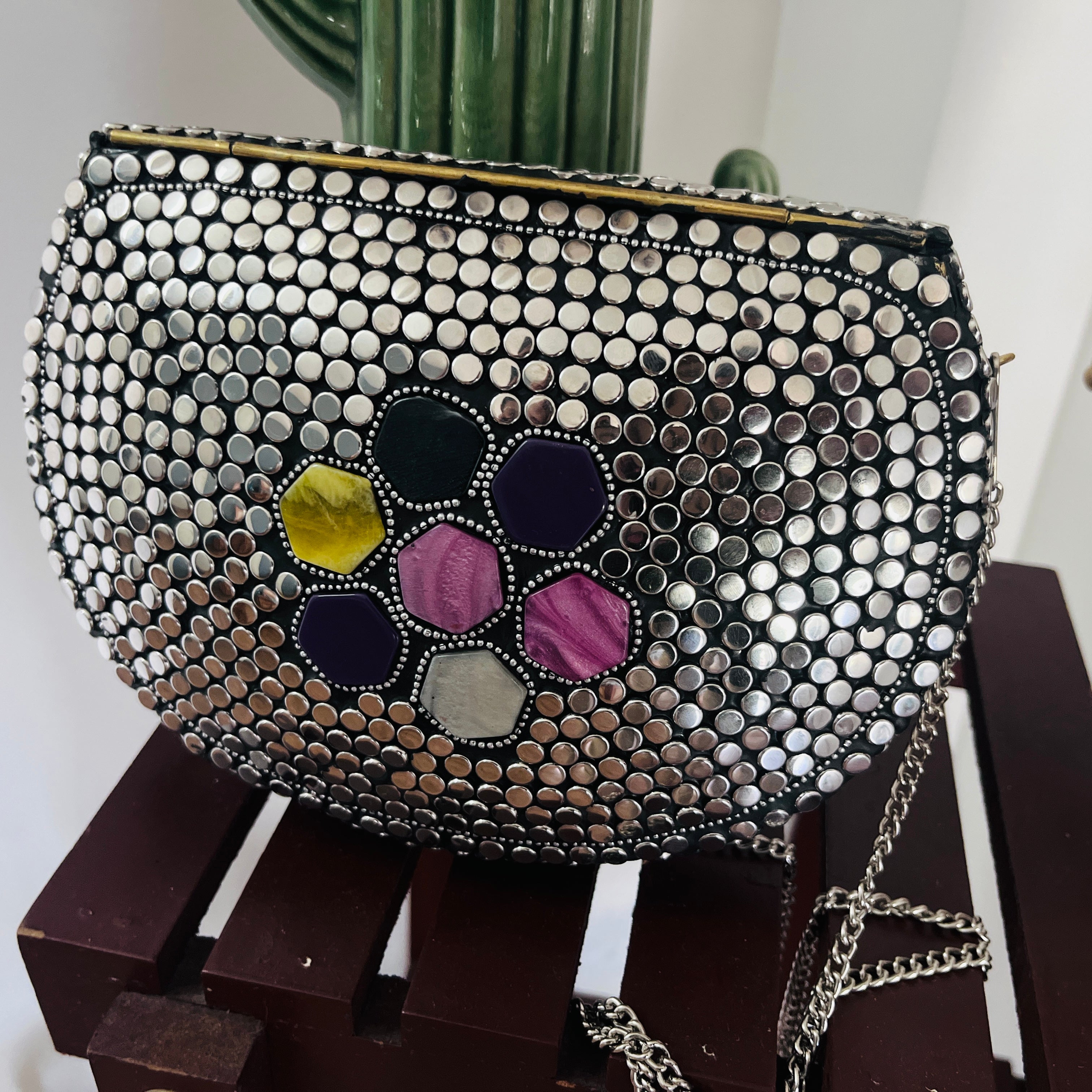 Indian Mosaic Metal Clutch