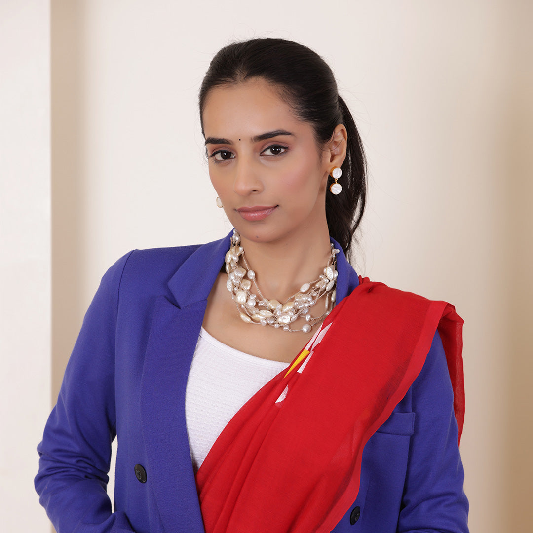 Handcrafted Multi-Strand Baroque Pearl & Semi-Precious Stone Statement Necklace