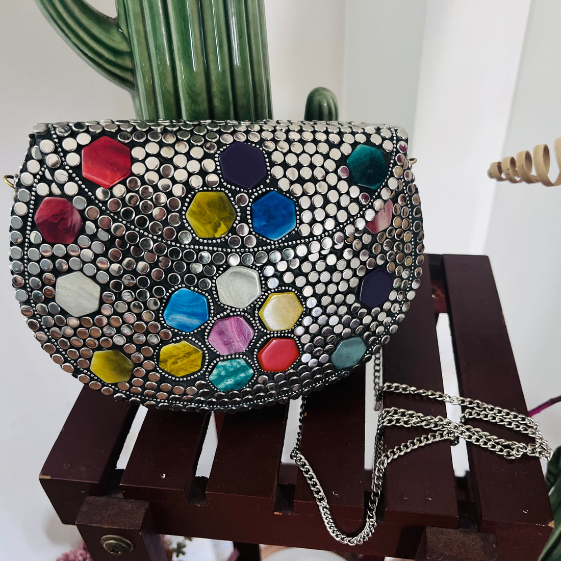 Indian Mosaic Metal Clutch
