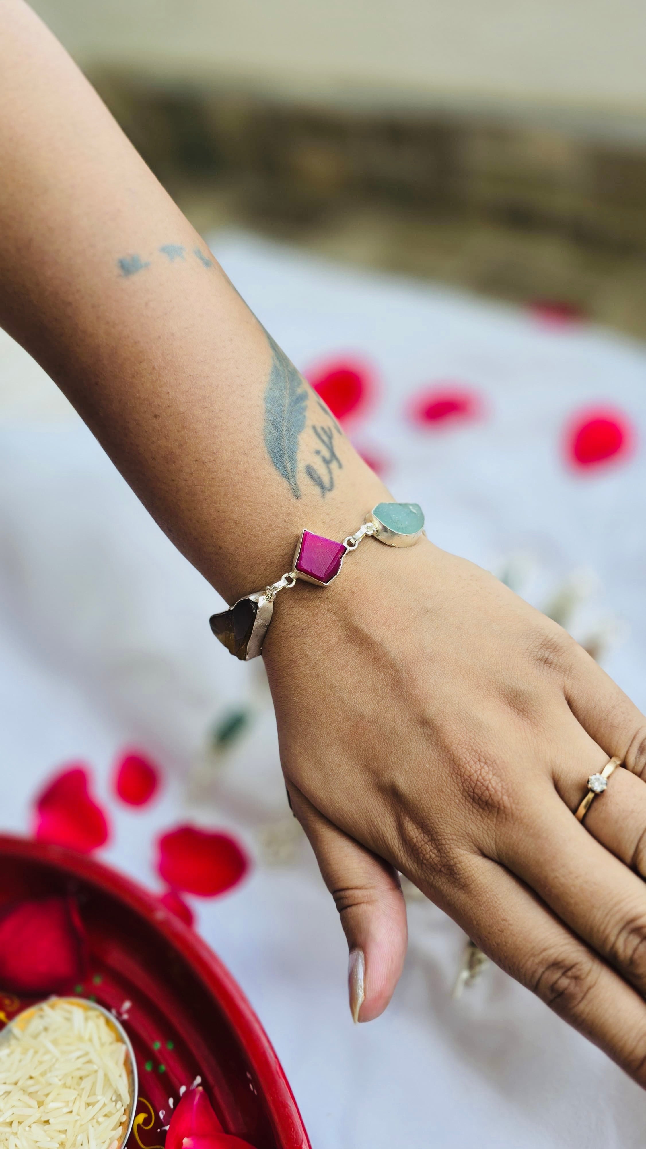 Raw Multi-Gemstone Statement Bracelet