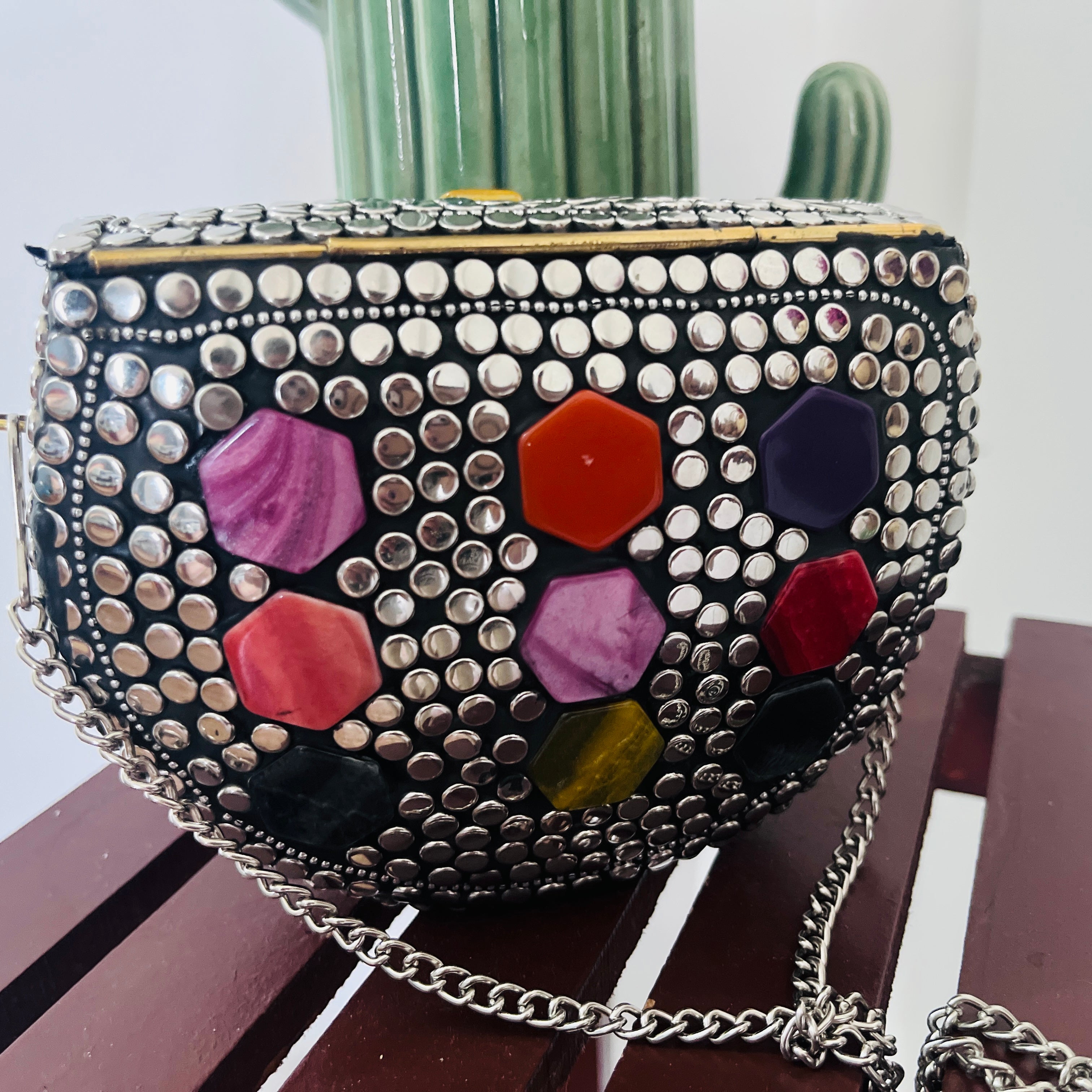 Indian Mosaic Metal Clutch
