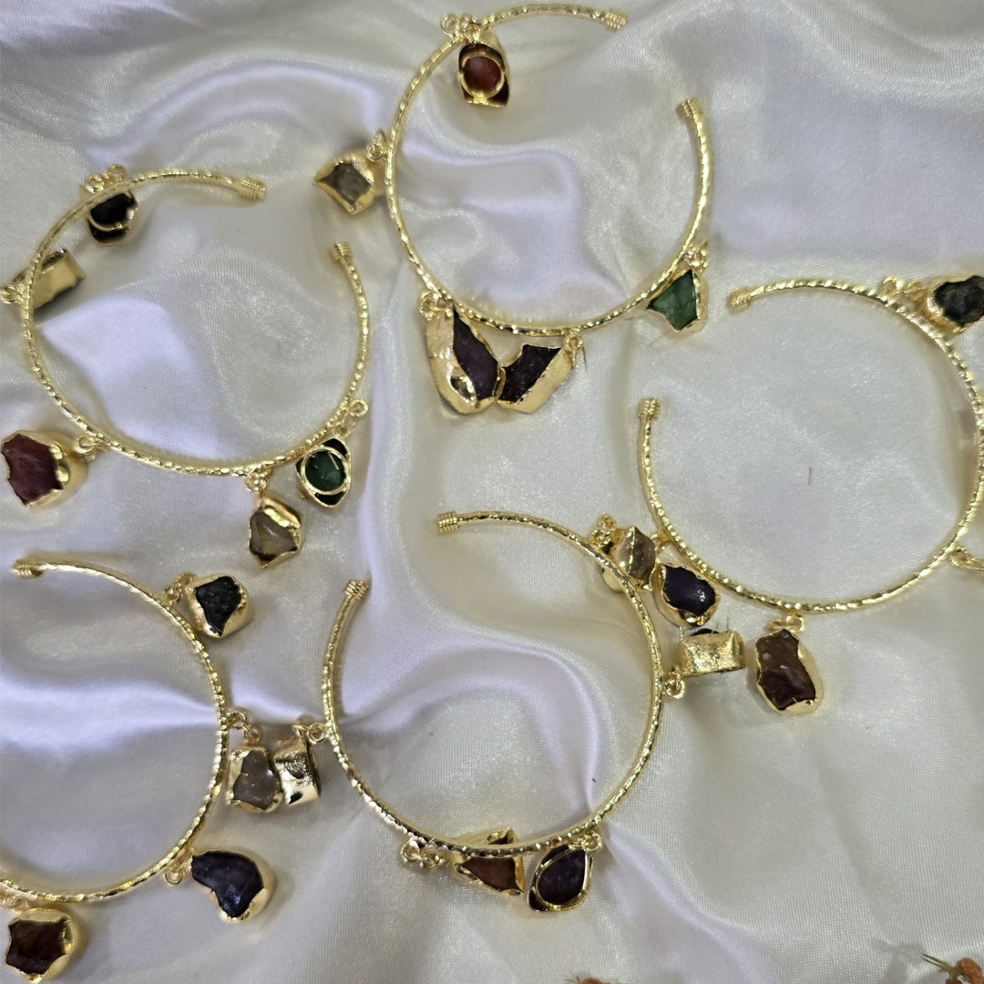 Multi rough stone bangles