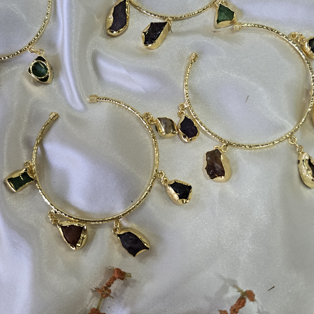 Multi rough stone bangles