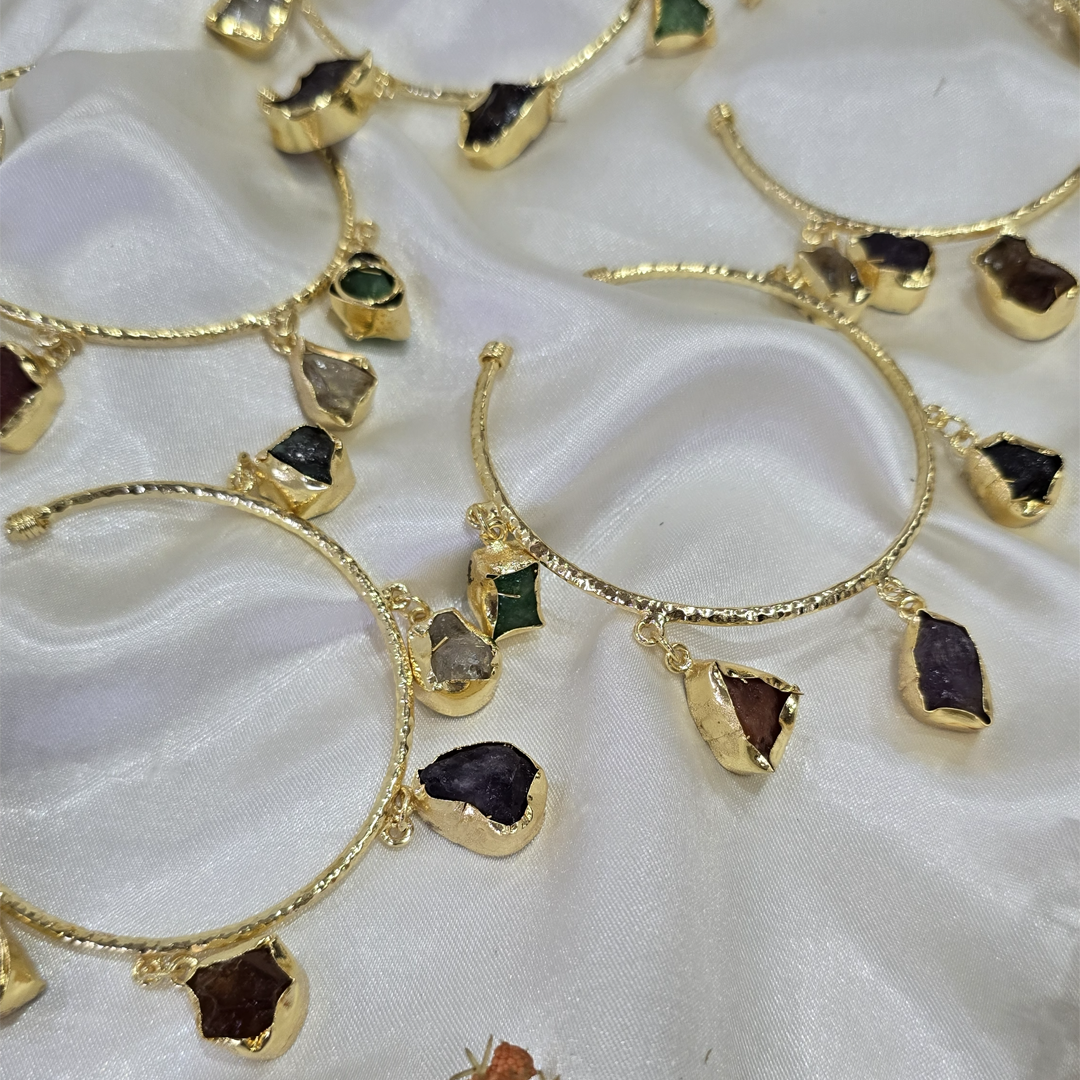 Multi rough stone bangles