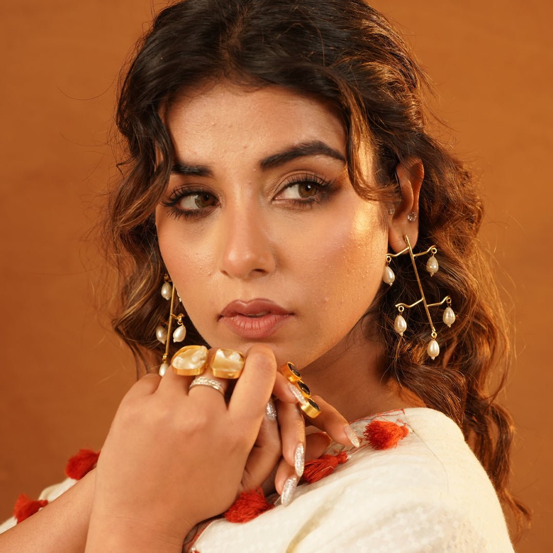 Ivory Pearl Cascade Earrings