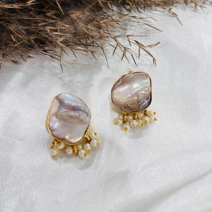 Mother of pearl studs with pearl beads