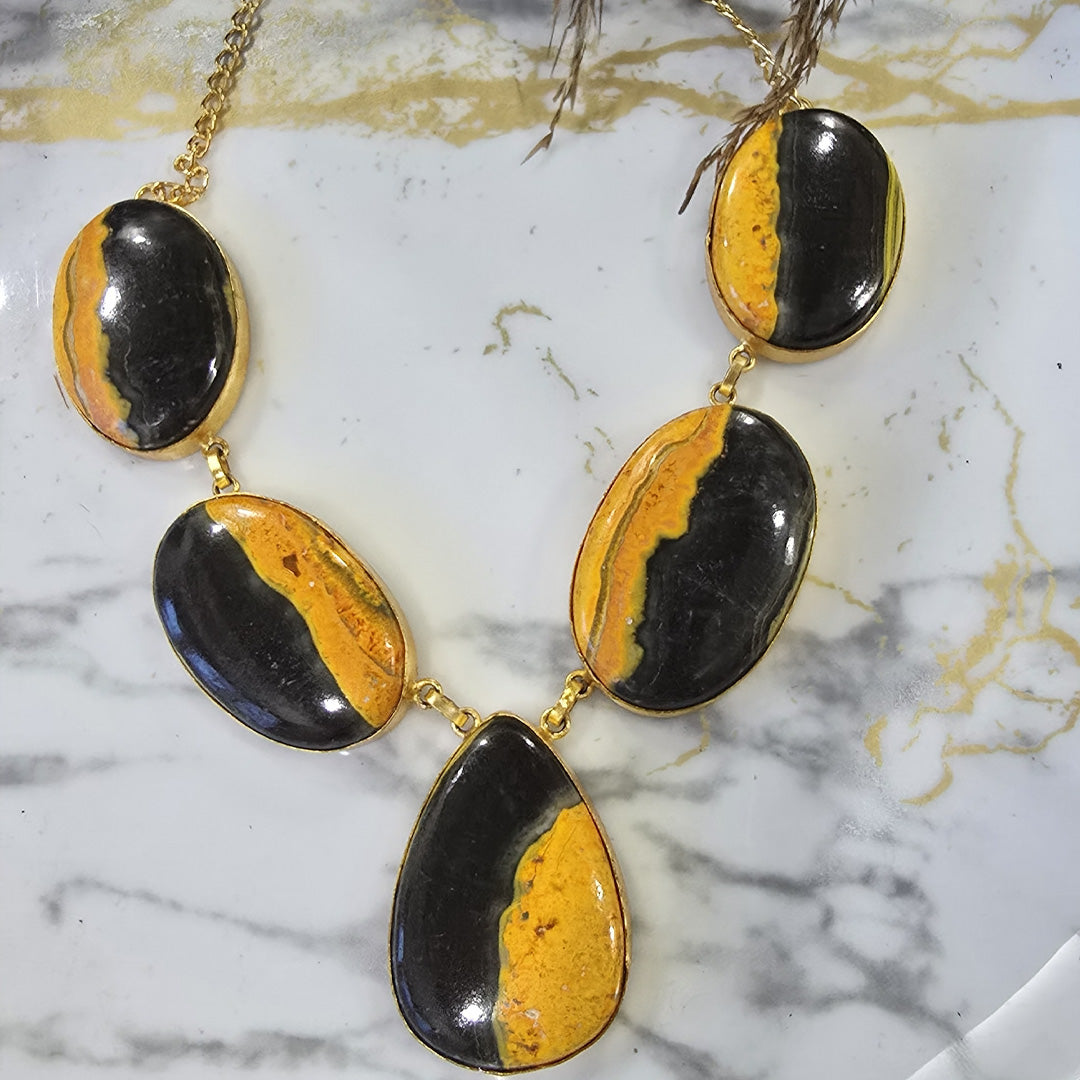 Handcrafted Bumblebee Jasper Statement Necklace