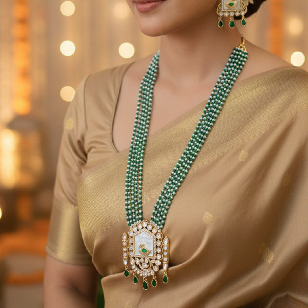 Peacock (Mayur) motif, Kundan/Polki