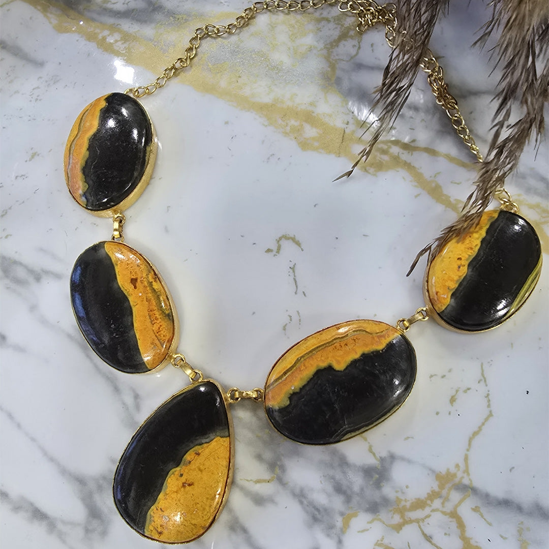Handcrafted Bumblebee Jasper Statement Necklace