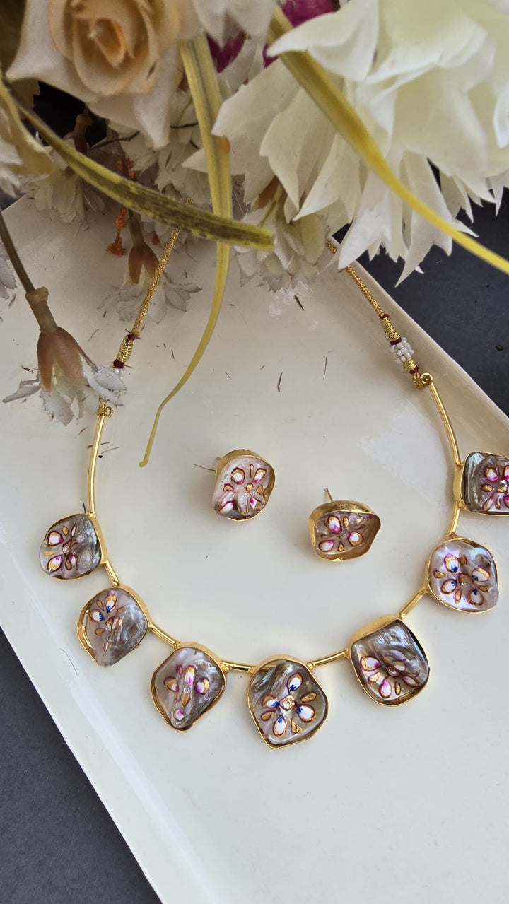 Vibrant Heritage: Multi-Color Floral Meenakari Pendant Necklace and Earrings
