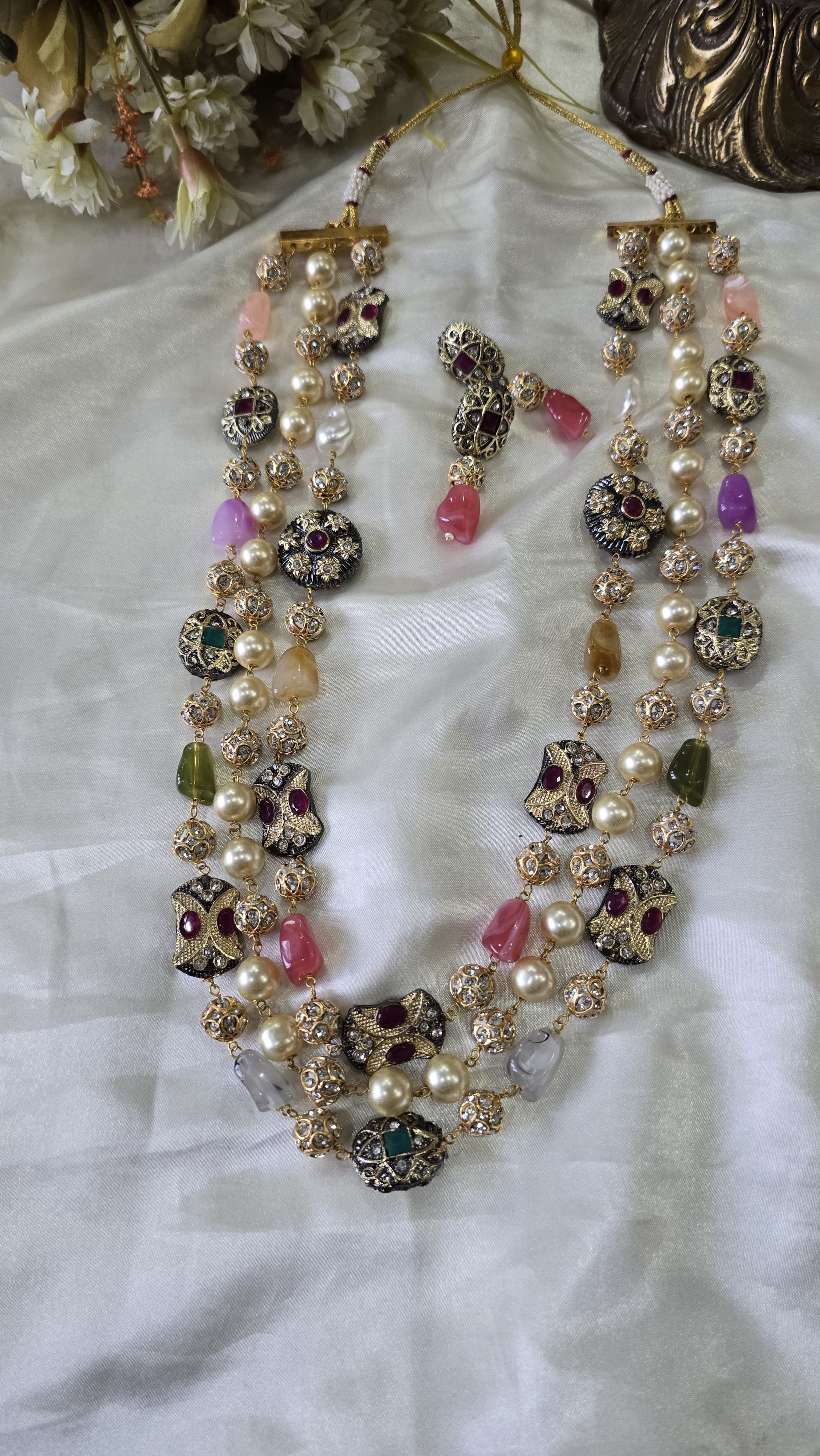 3 layer long stone neckpiece