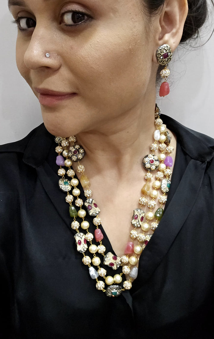 3 layer long stone neckpiece