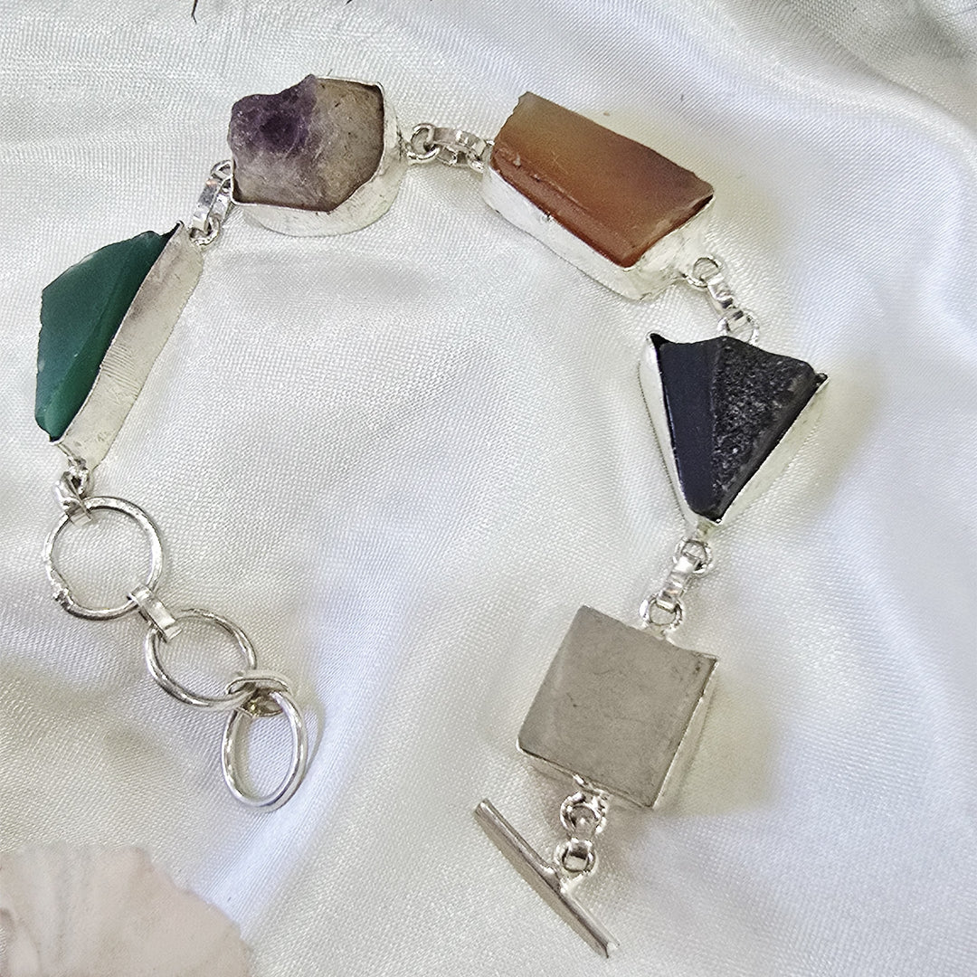 Raw Multi-Gemstone Statement Bracelet