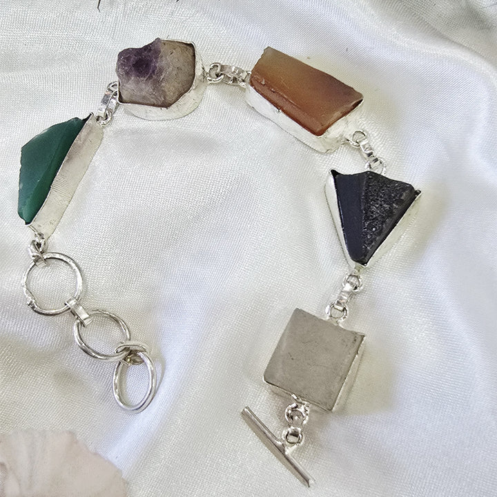 Raw Multi-Gemstone Statement Bracelet