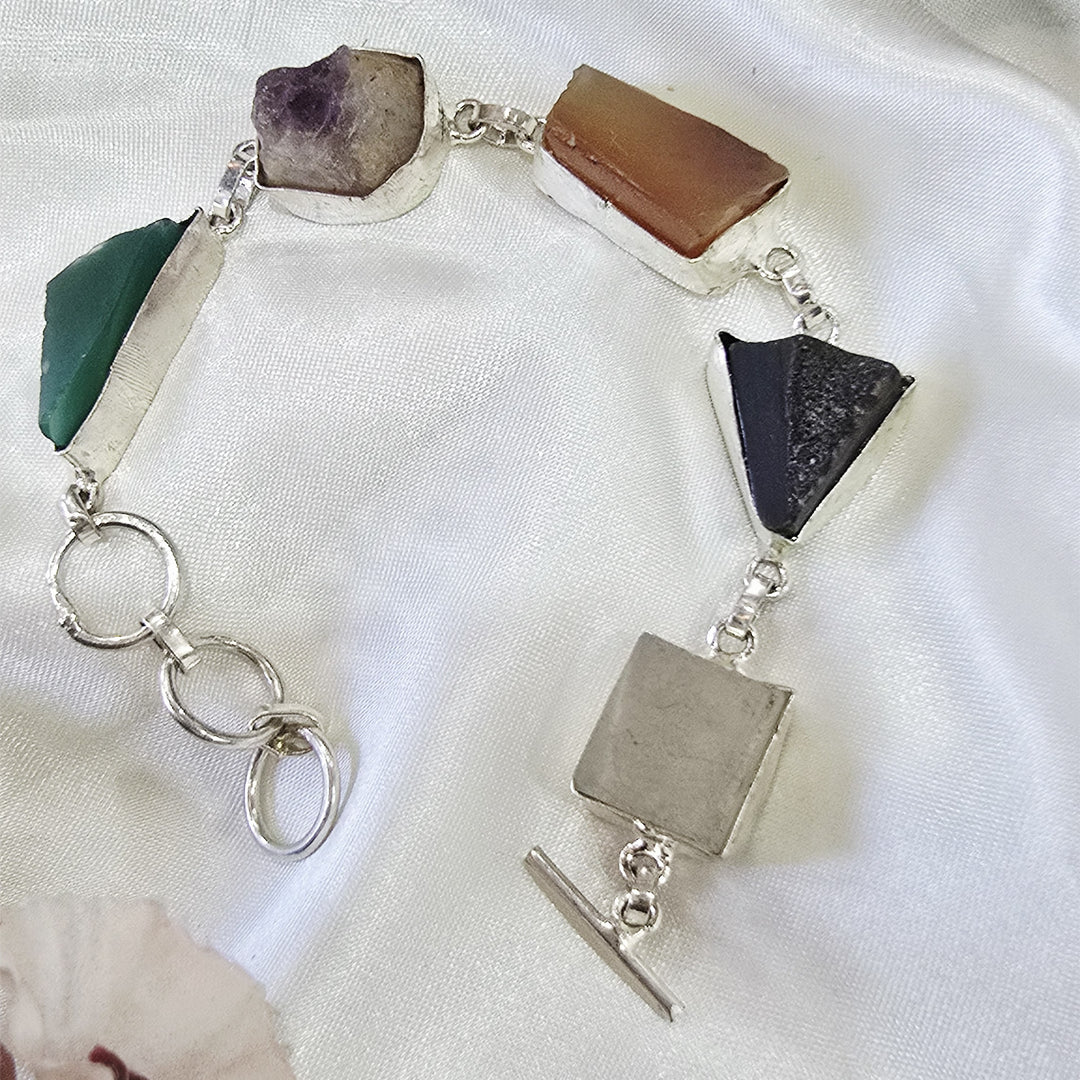 Raw Multi-Gemstone Statement Bracelet