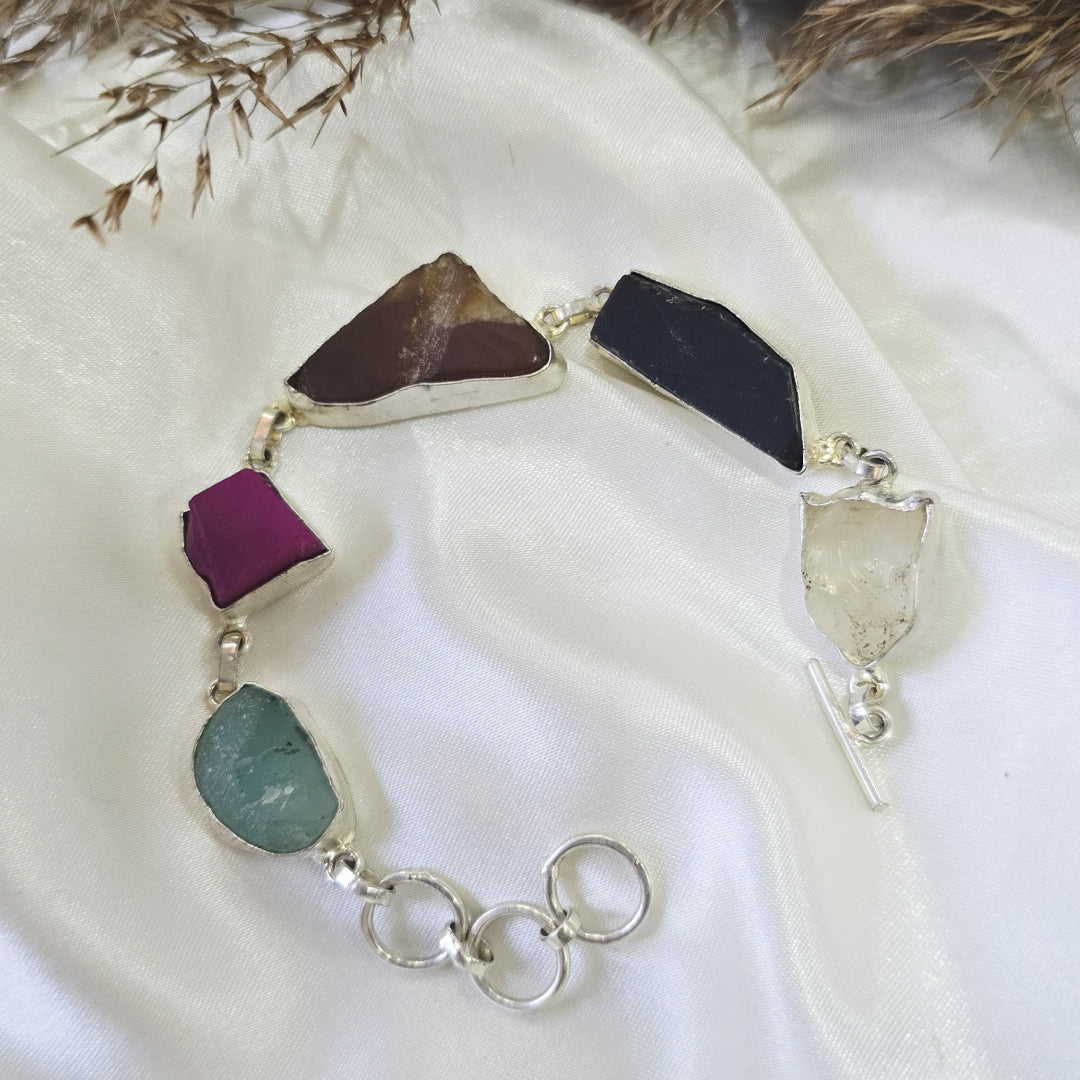 Raw Multi-Gemstone Statement Bracelet