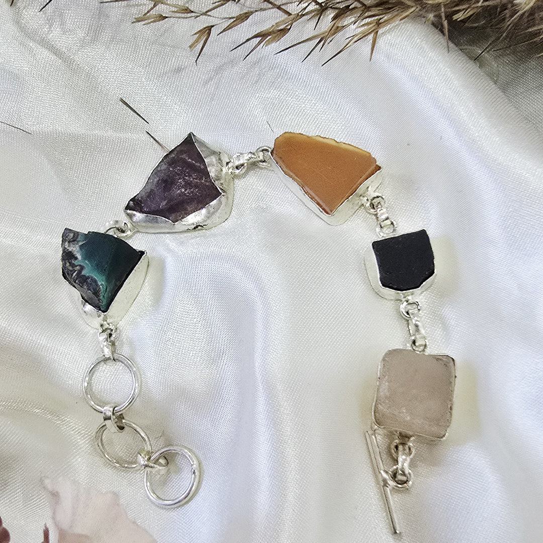 Raw Multi-Gemstone Statement Bracelet