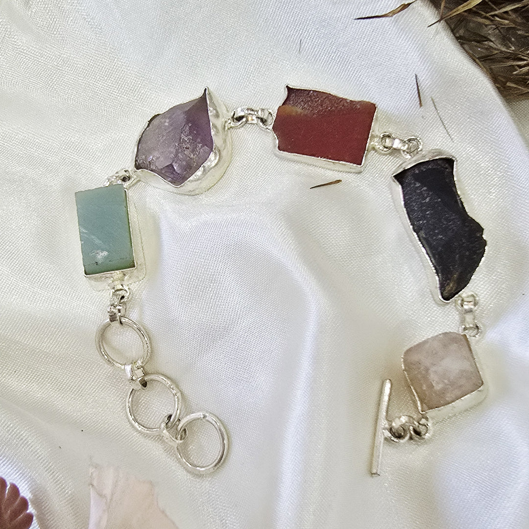 Raw Multi-Gemstone Statement Bracelet