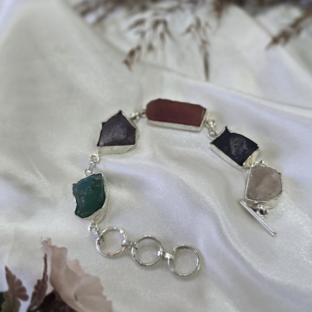 Raw Multi-Gemstone Statement Bracelet