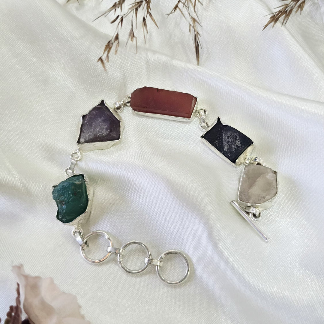 Raw Multi-Gemstone Statement Bracelet