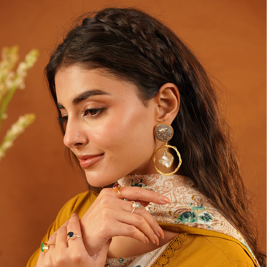 Bohemian Pearl Frame Earrings