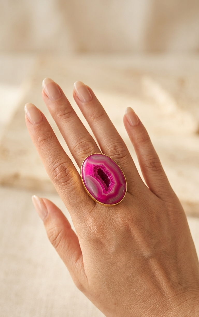 Pink Agate Stone Ring