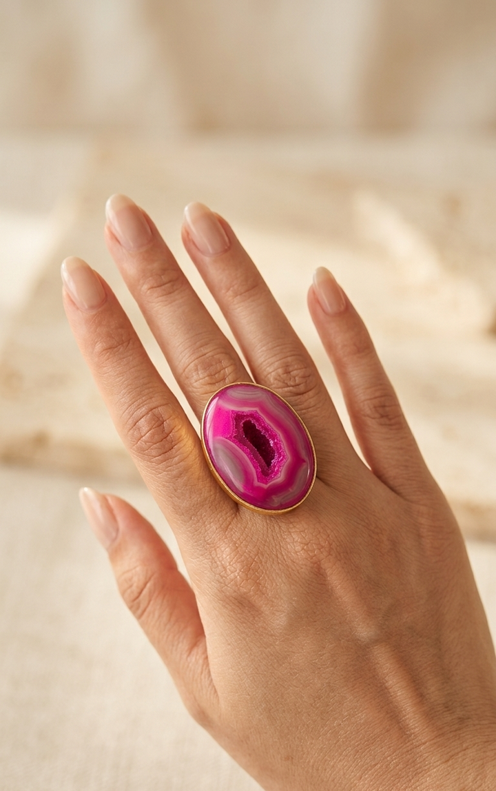 Pink Agate Stone Ring
