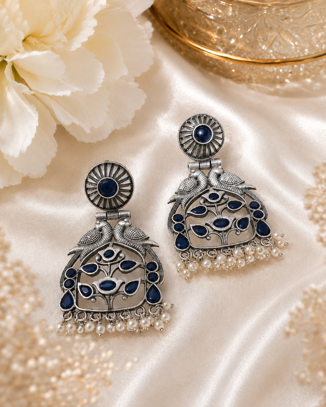 Peacock motif heritage earrings