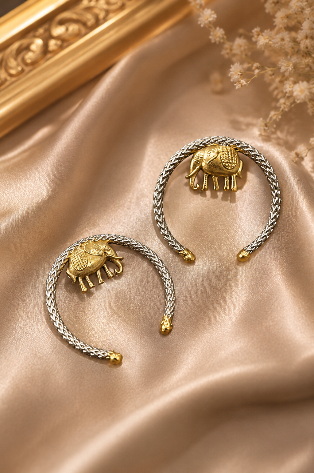 Rajwada Gaj: Heritage Gold-Plated & Oxidized Elephant Statement Earrings