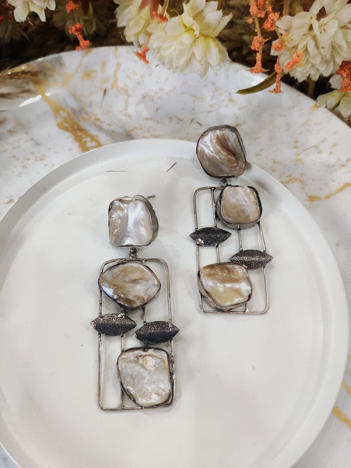 Boho Mother of Pearl Statement Earrings