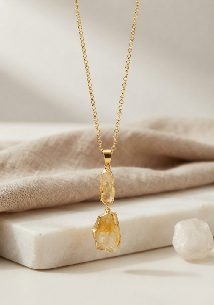Raw Citrine Layered Pendant