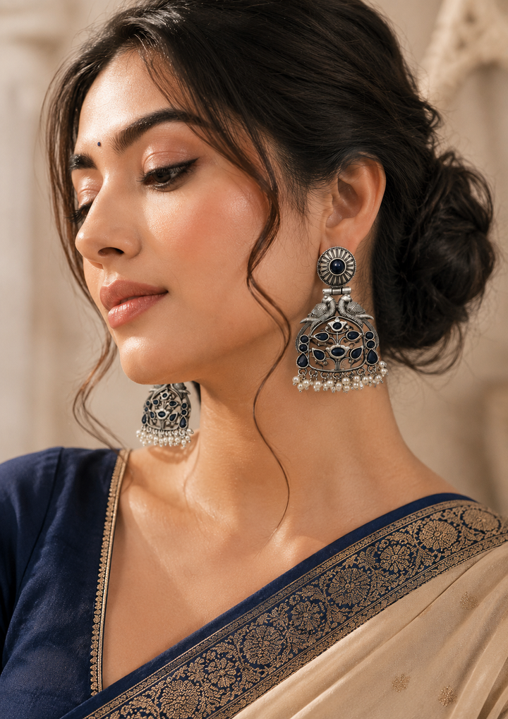 Peacock motif heritage earrings