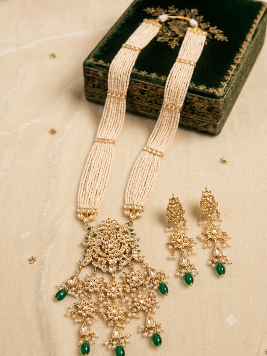 Maharani Pearl and Kundan Necklace Set