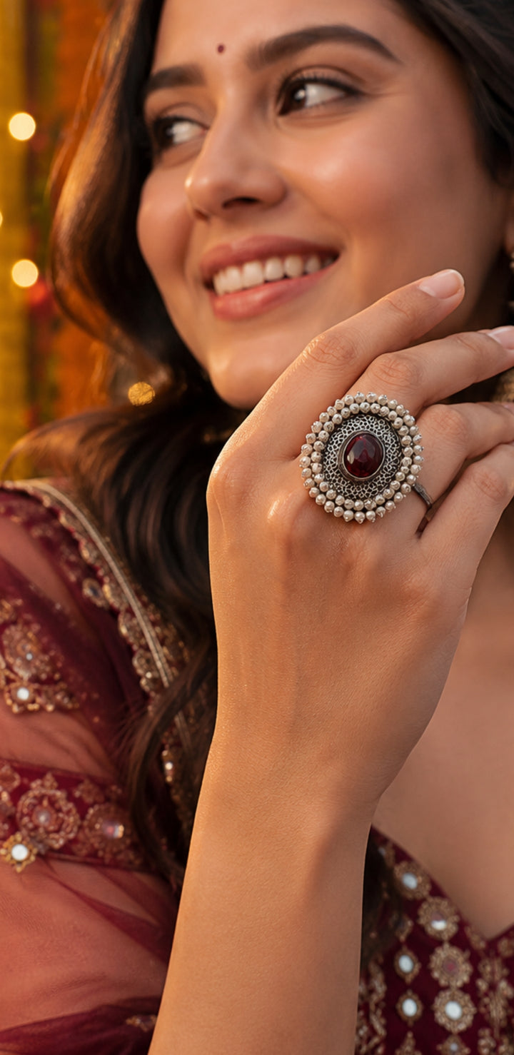 Parakkh Heritage Ruby Statement Ring