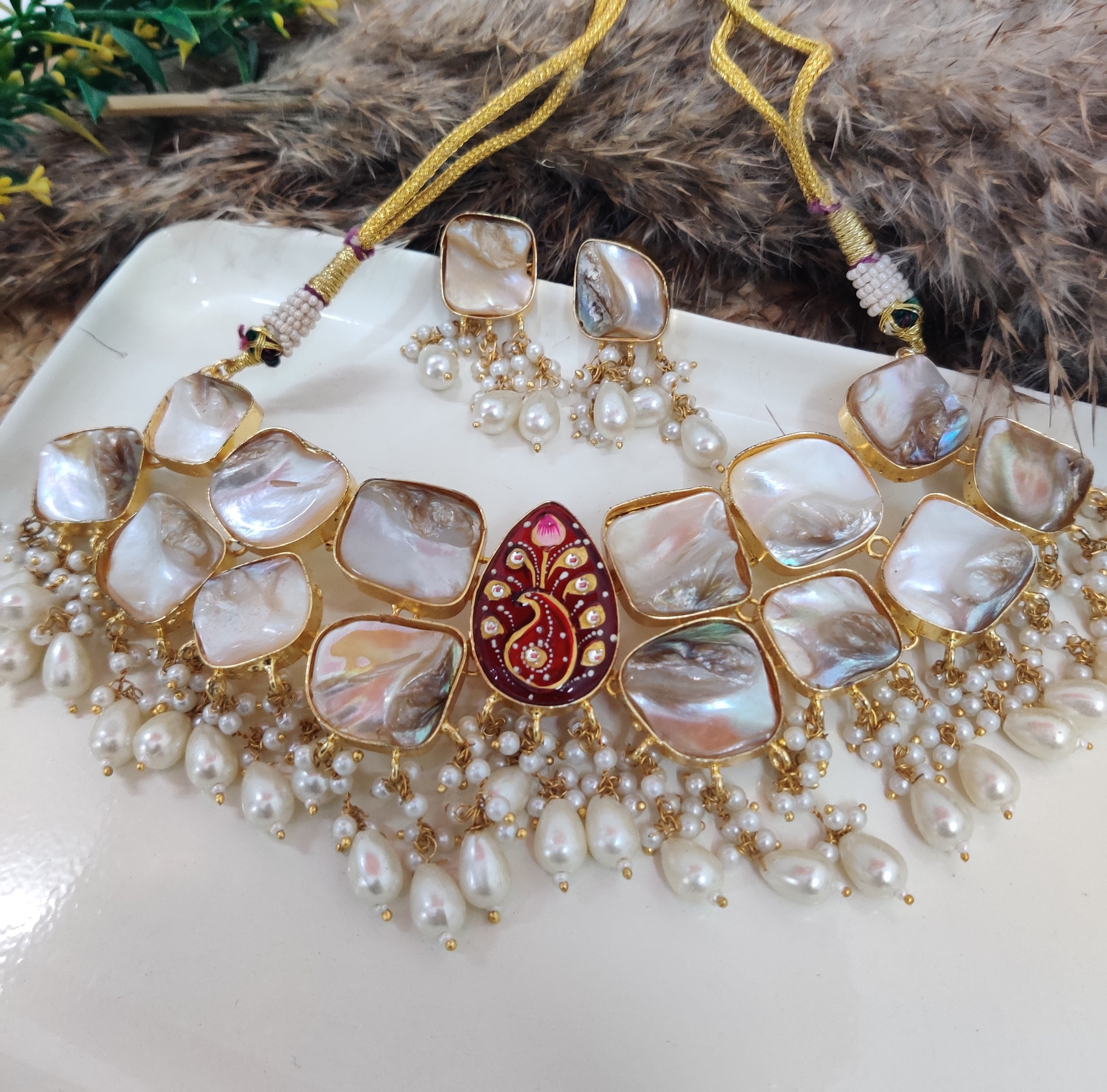 Ivory Bloom Kundan Pearl Choker Set