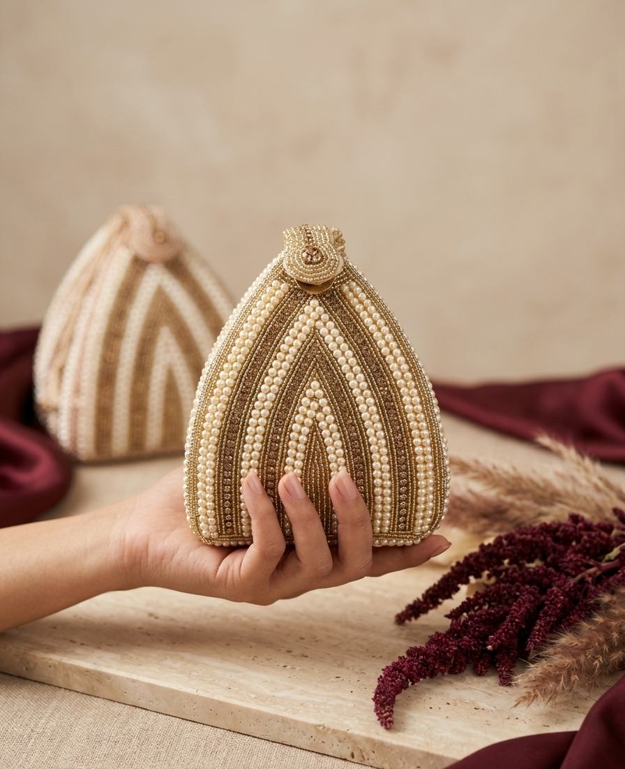 Pearl Chevron Potli Bag