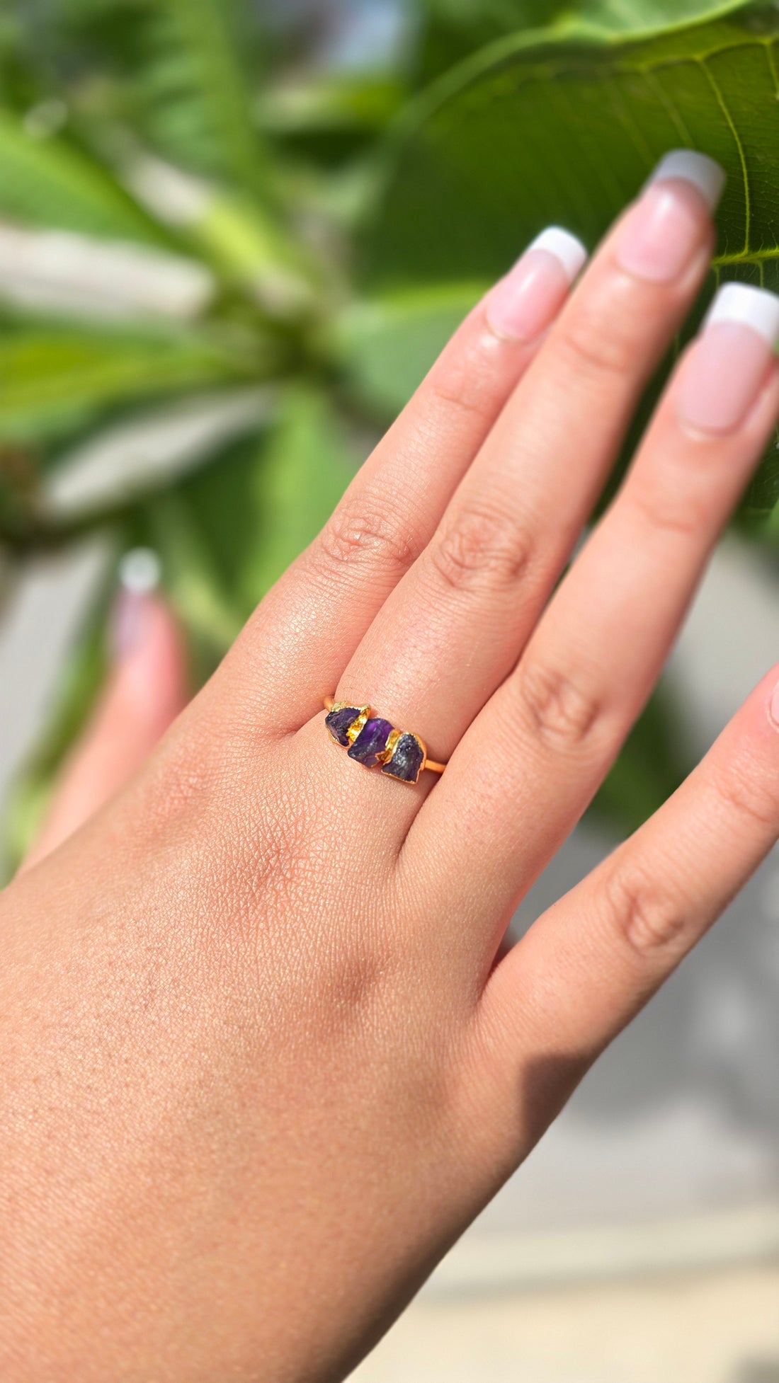 Amethyst Aura Adjustable Ring