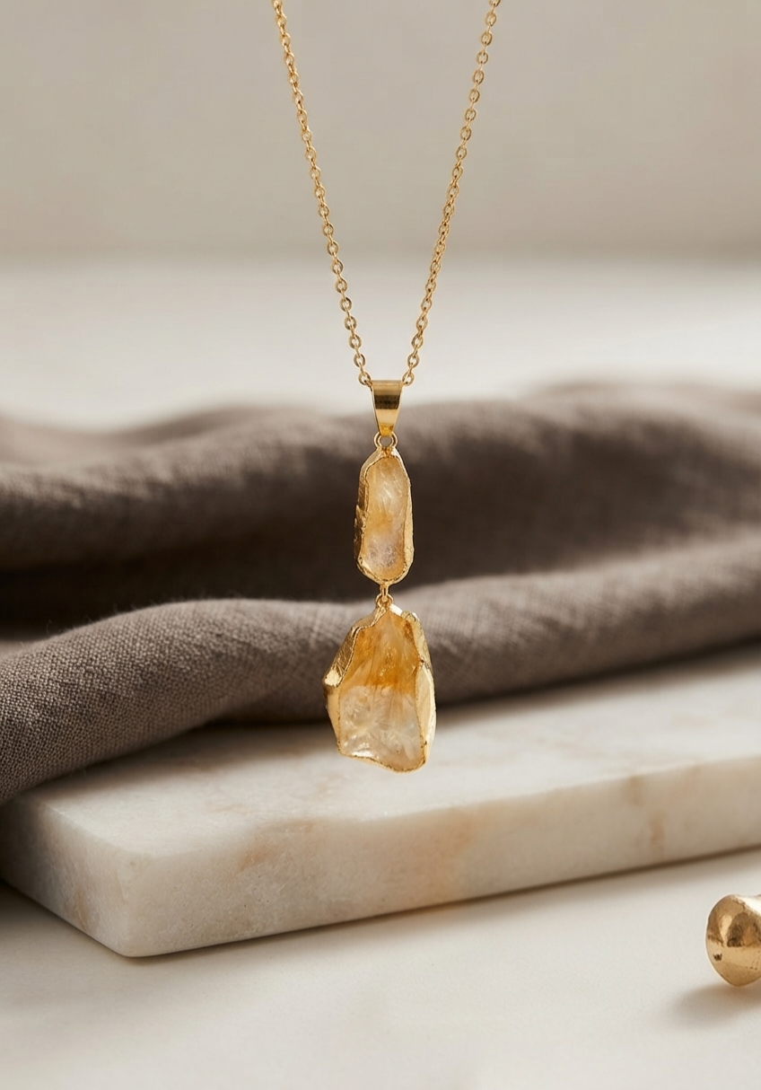Raw Citrine Layered Pendant