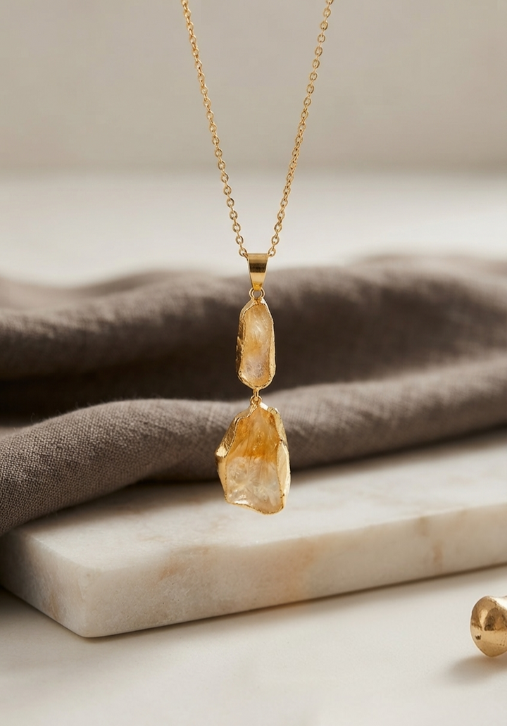Raw Citrine Layered Pendant
