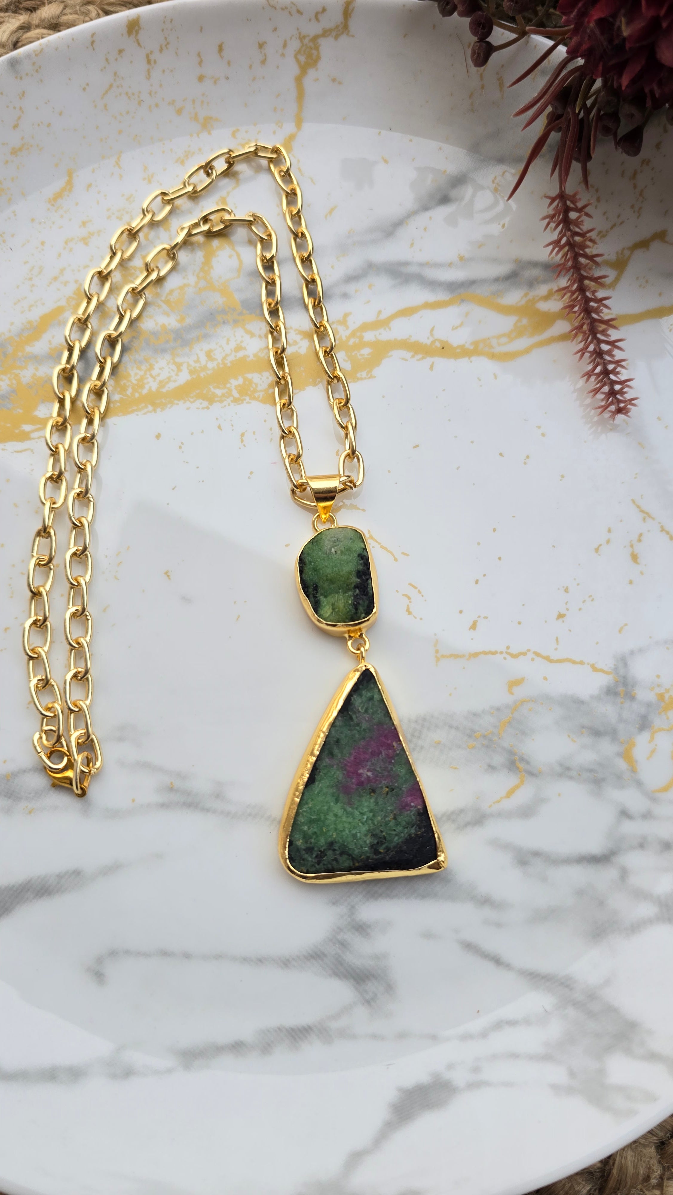 Zoisite stone pendant