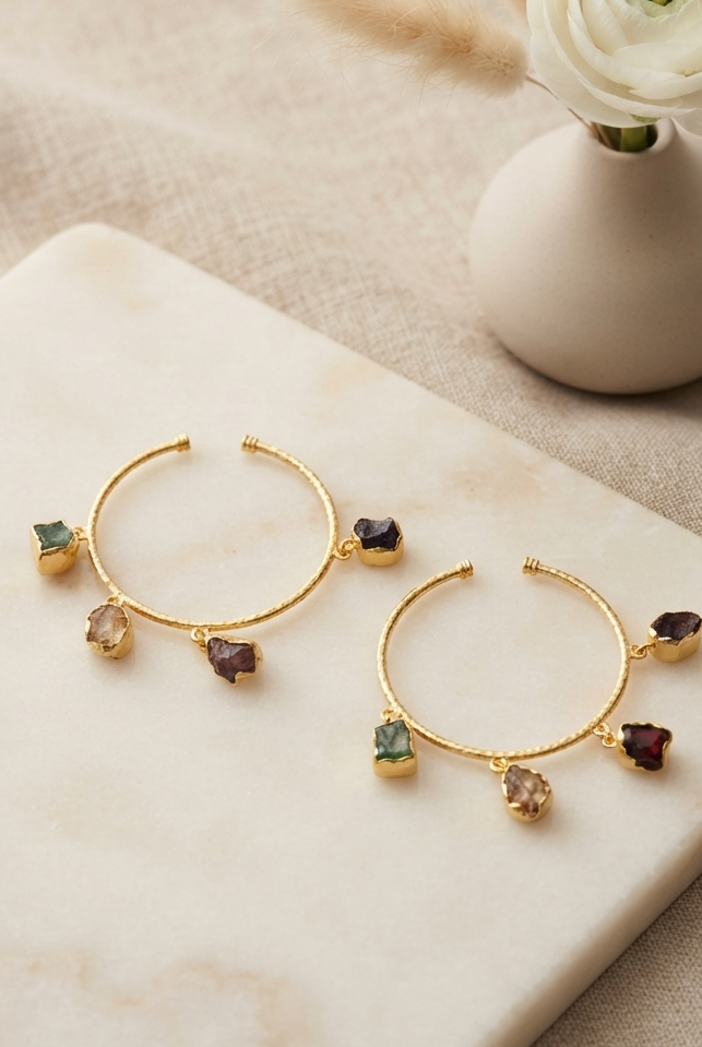 Multi rough stone bangles