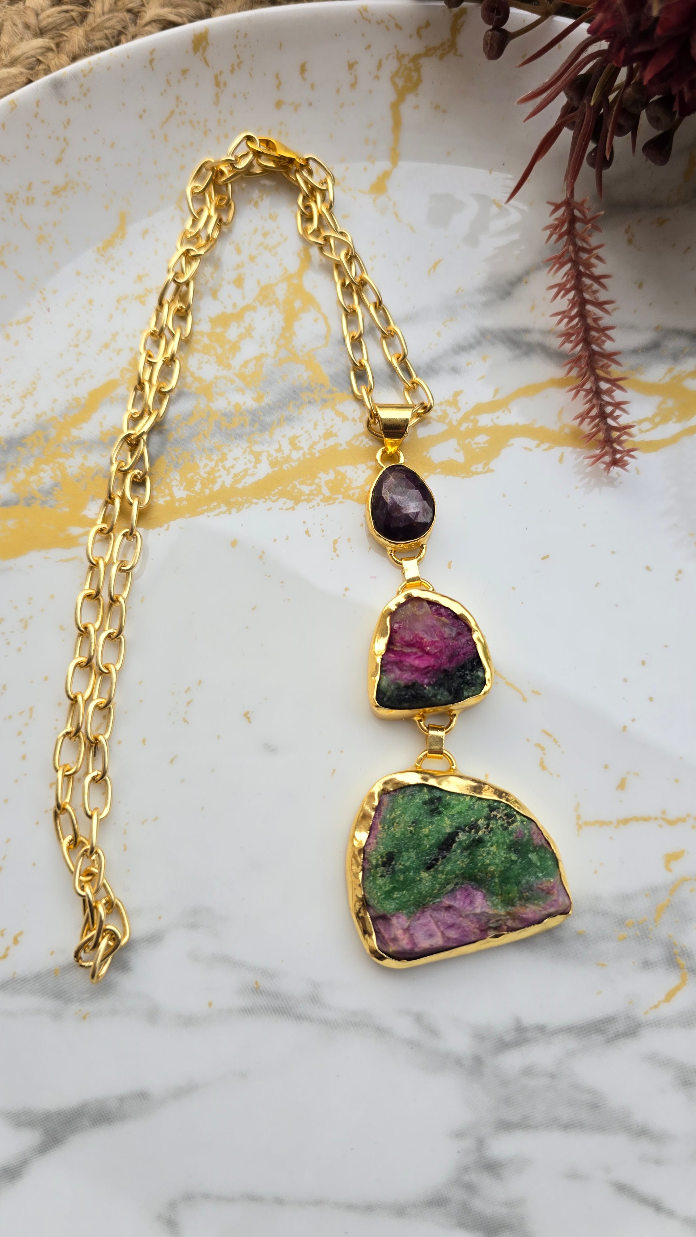 Zoisite stone pendant