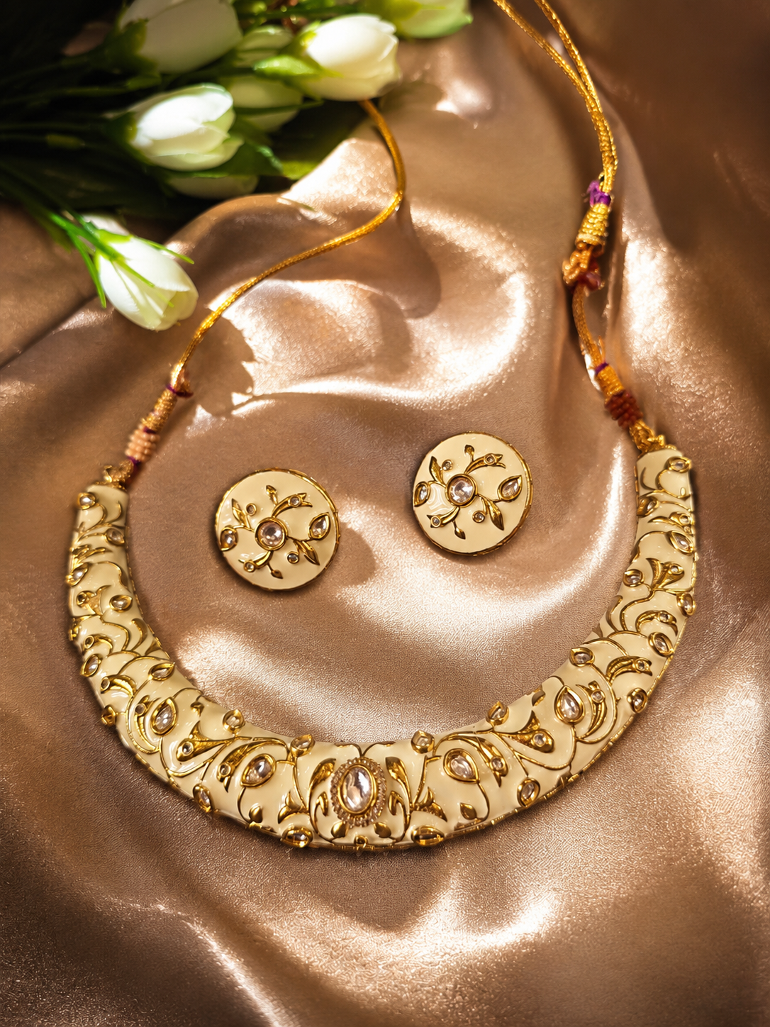 Meenakari Hasli Necklace Set with Matching Studs