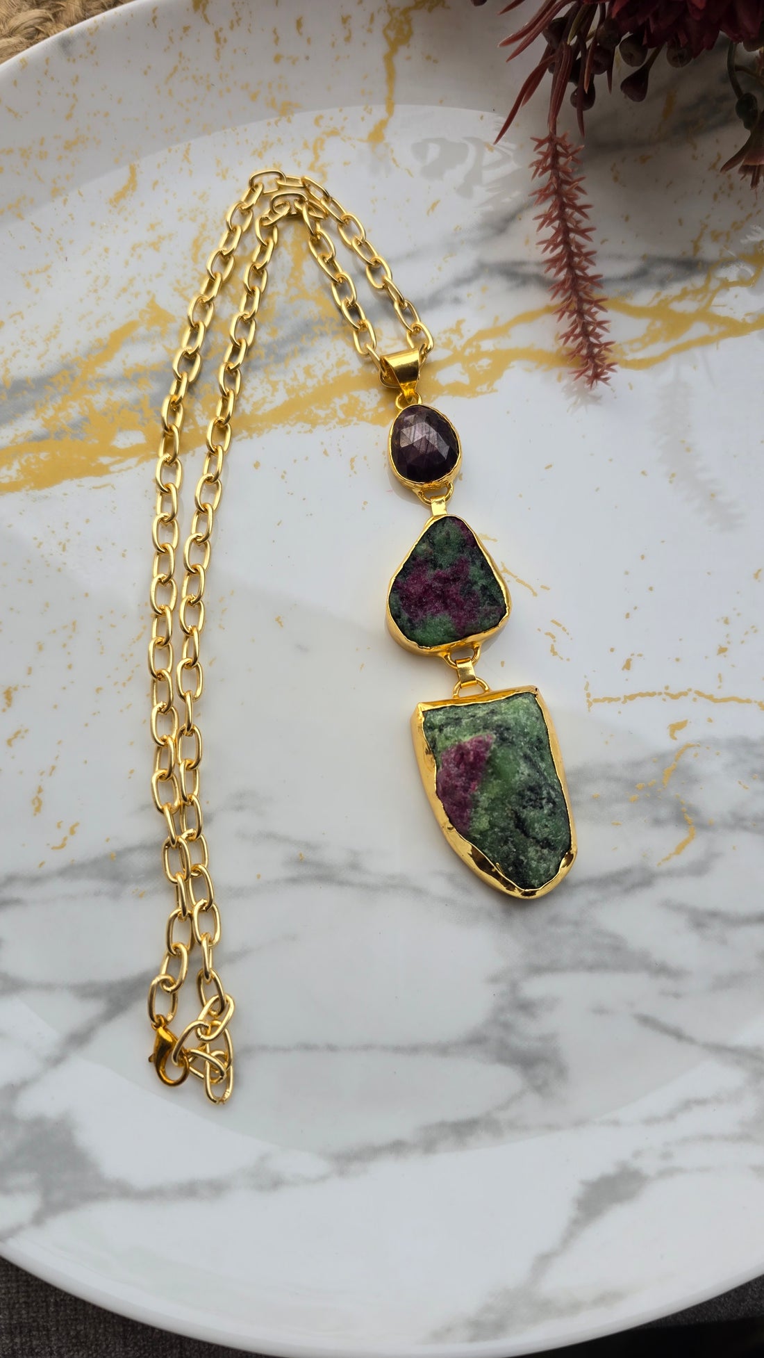 Zoisite stone pendant