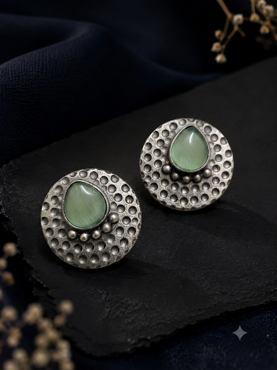 The Amara Textured Silver Studs